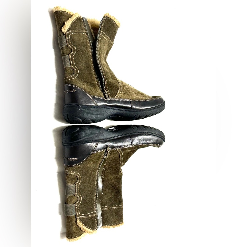 Clarks Womens 63063 Taupe-Black‎ Leather Winter  Boots Sz 7W 1012 - Picture 5 of 10